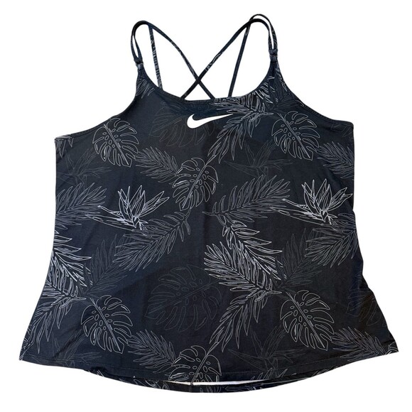 Nike Tops - Nike Tank Top Womens Size 1X Black Gray Floral Center Swosh Dri Fit Slim Fit